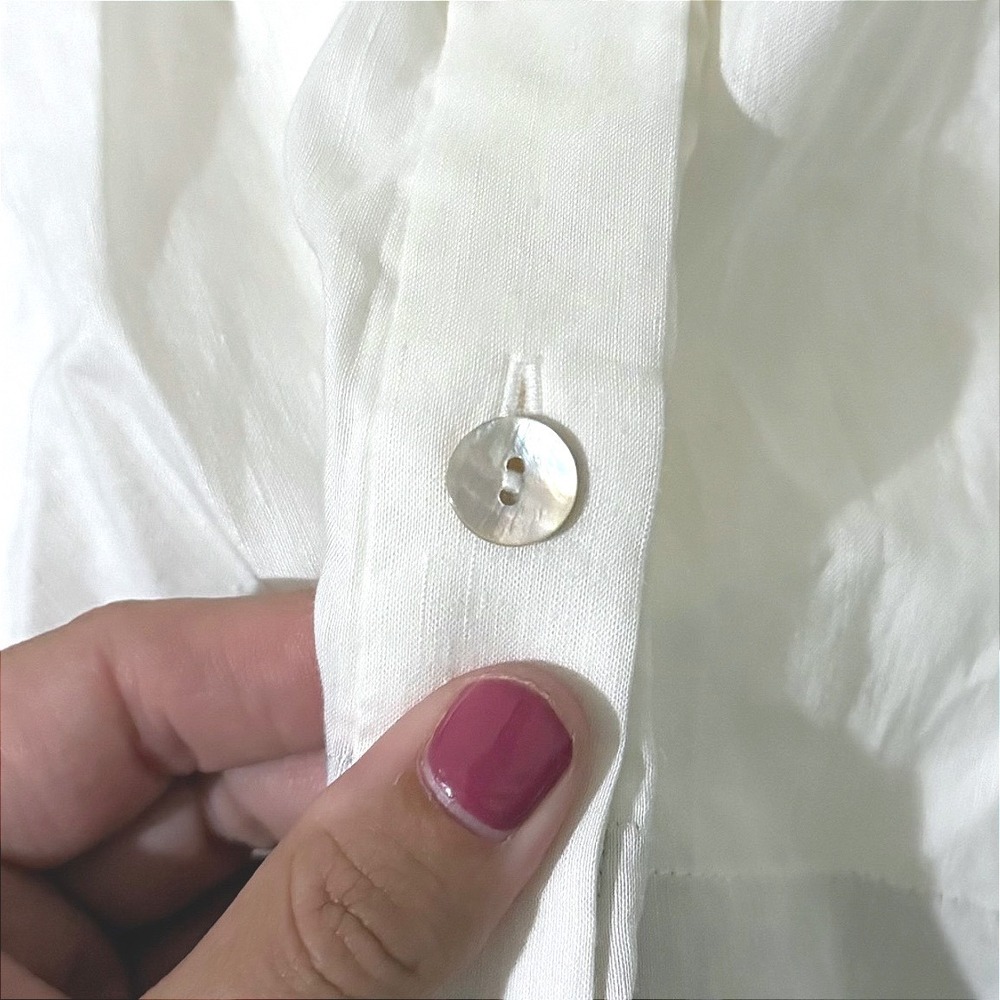 Vince White Linen Blend Belted Button Down Shirt Dress XL NWT - Picture 3 of 9